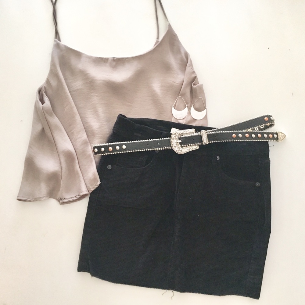 NWT Black Corduroy Mini Skirt